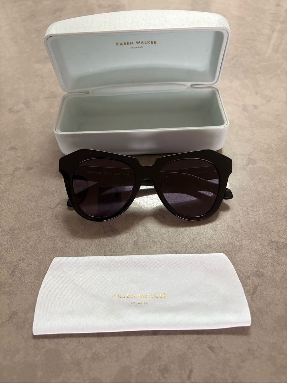 Karen Walker Cat Eye Black Sunglasses *PRISTINE CONDITION*